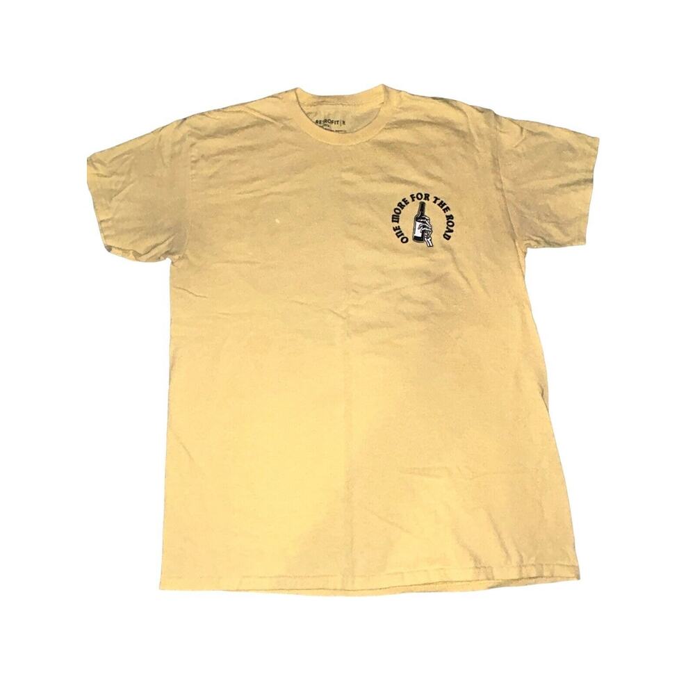 Retrofit T-Shirt One More For The Road Beer Short Sleeve Crew Neck Yellow Medium